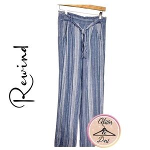 Rewind Linen LAST CHANCE SALE Palazzo Wide Leg Striped Pants